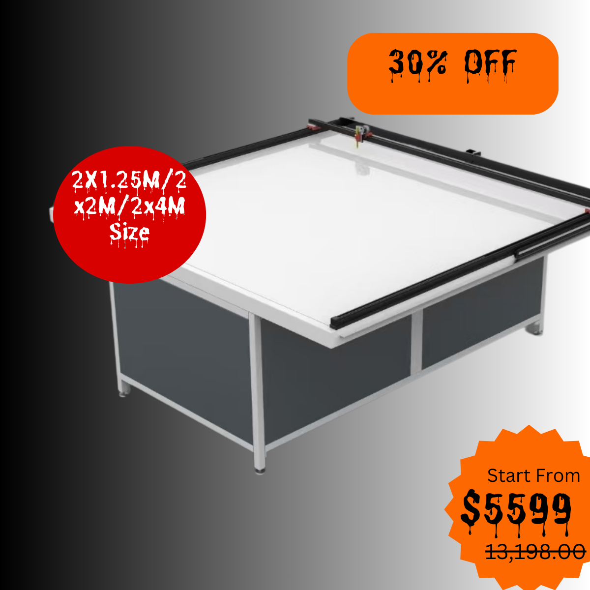 UUNA TEK 3.0 - (2X1.25M/2X2M/2X4M) Preassembled High-End All-in-One Architect Drawing Table & Pen Plotter  for Architectural Drafting
