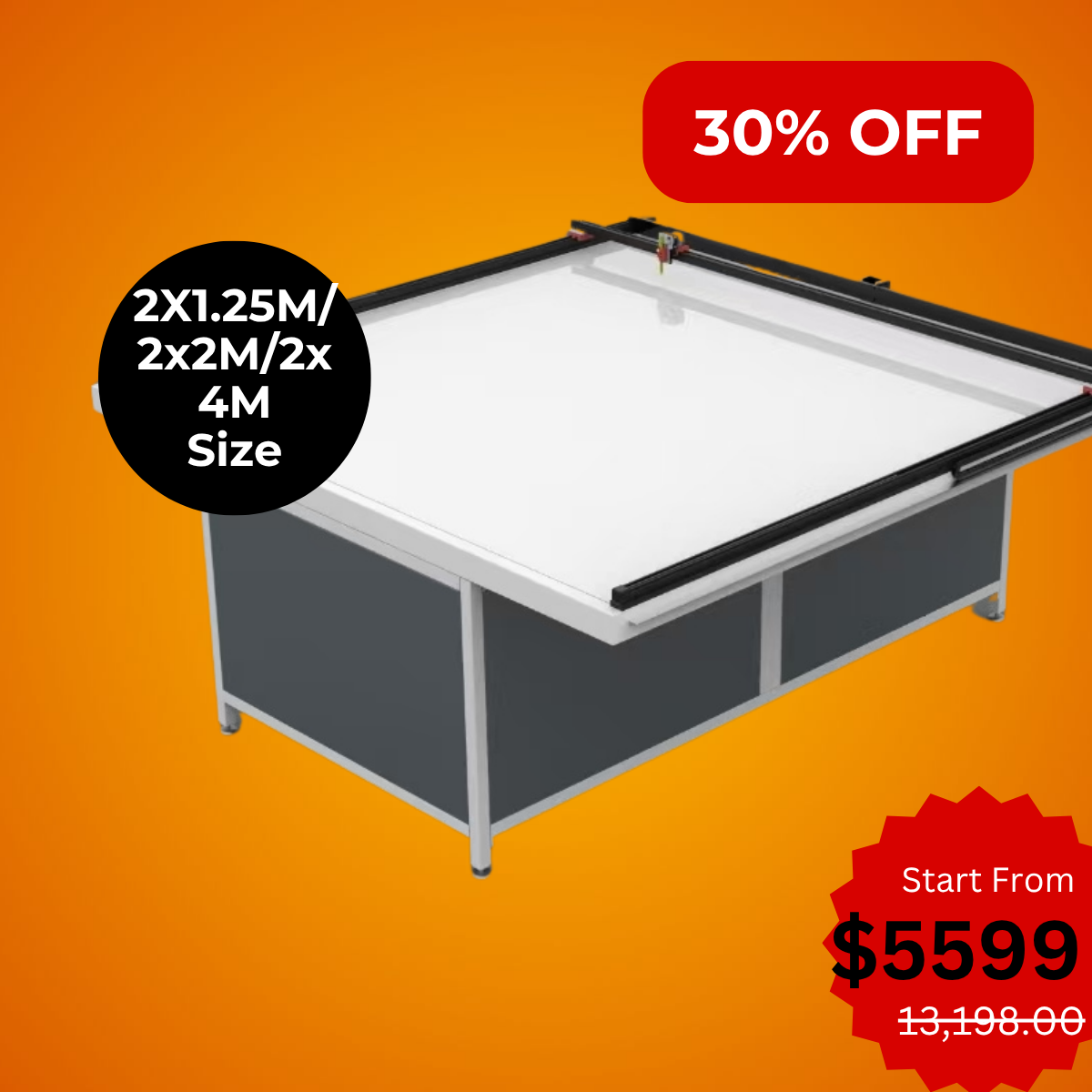 UUNA TEK 3.0 - (2X1.25M/2X2M/2X4M) Preassembled High-End All-in-One Architect Drawing Table & Pen Plotter  for Architectural Drafting
