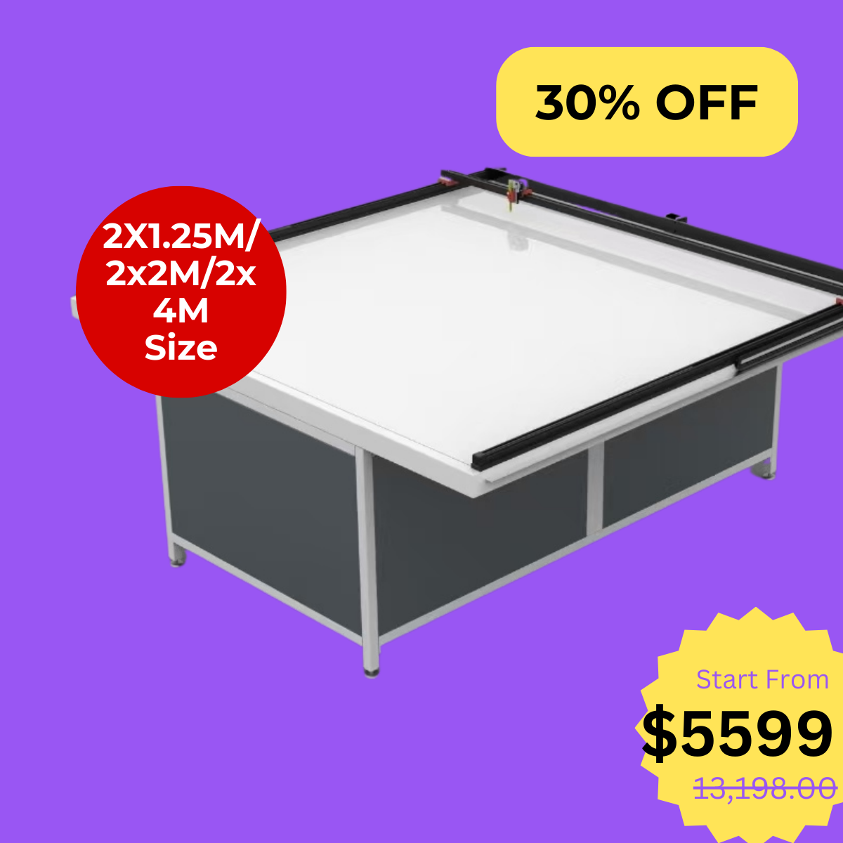 UUNA TEK 3.0 - (2X1.25M/2X2M/2X4M) Preassembled High-End All-in-One Architect Drawing Table & Pen Plotter  for Architectural Drafting