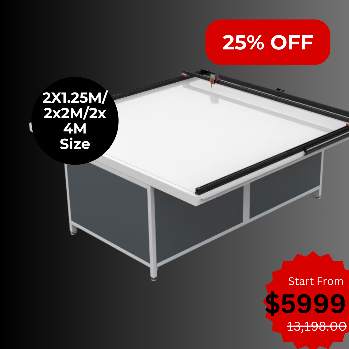 UUNA TEK 3.0 - (2X1.25M/2X2M/2X4M) Preassembled High-End All-in-One Architect Drawing Table & Pen Plotter  for Architectural Drafting